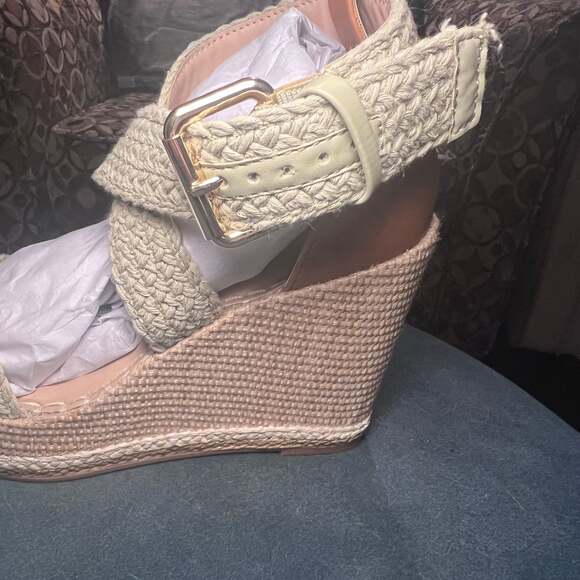 Steve Madden Cali Cream Braided Crochet Espadrille Wedge Sandals - Picture 6 of 9
